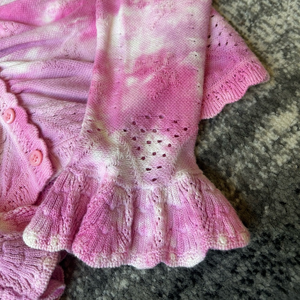 LOVE SHACK FANCY Aldridge Tie-Dye Pointelle Cardigan - Picture 8 of 10